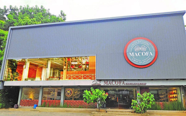 Macofa Chocolate Factory shop in Munnar, Kerala with dark chocolate display